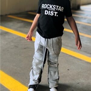 Rockstar Dist. Kids Gray Cargo Joggers BOTH SHIRT AND PANTS